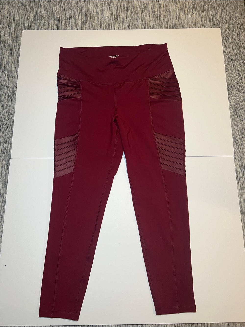 Old Navy Maroon High-Rise Leggings with Mesh Panels